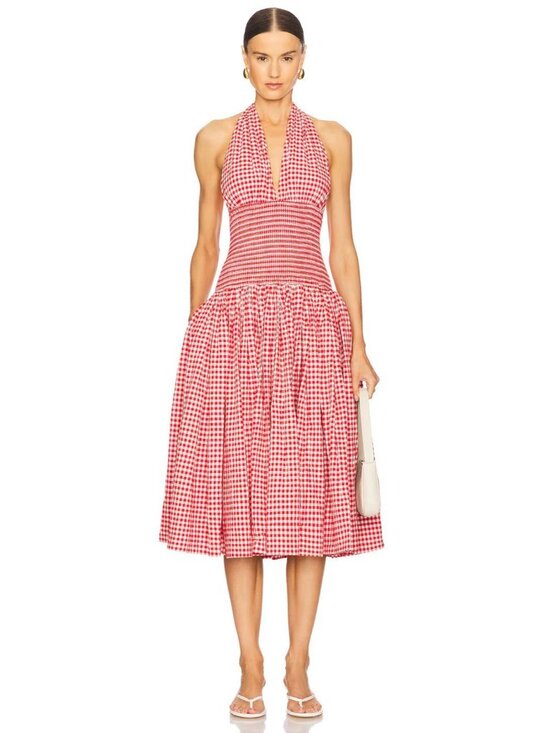 L’ACADEMIE Dresses & Skirts - L’ACADEMIE Gwen Midi Dress Red & White Size XS NWT